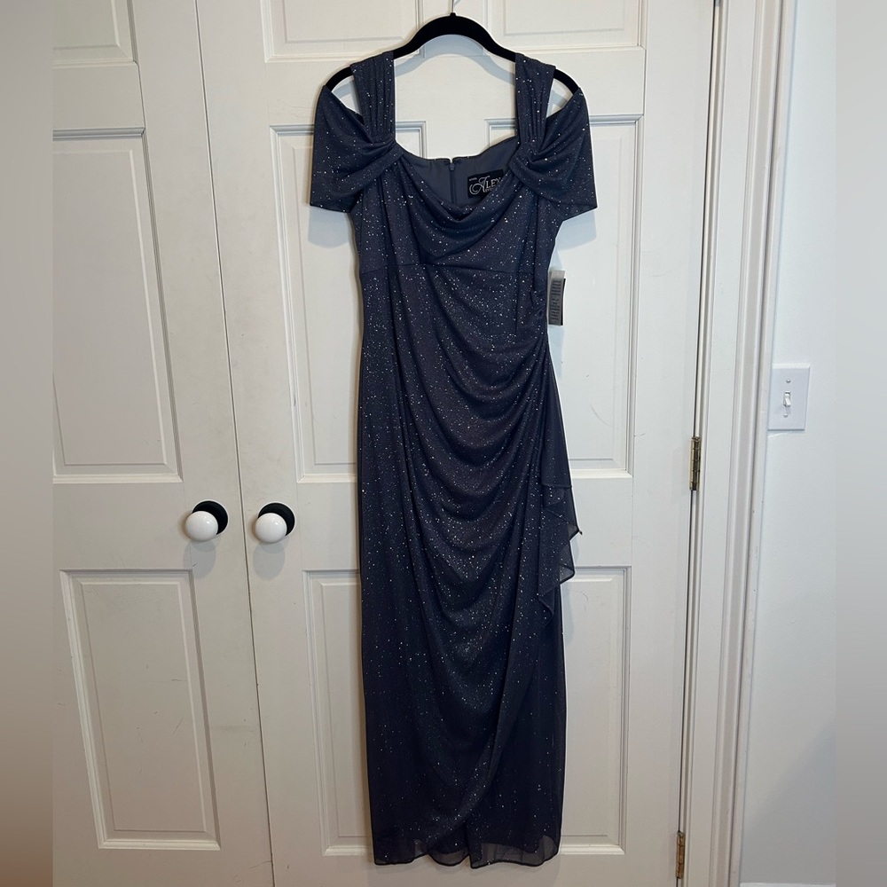 NWT Alex Evenings Sparkly Dress in Dark Gray